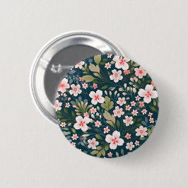 Elegant rosa och vit blomsterdesign knapp