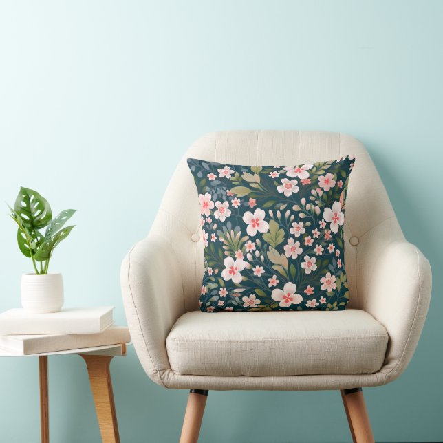 Elegant rosa och vit blomsterdesign  kudde (Stol)