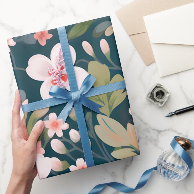 Elegant rosa och vit blomsterdesign  presentpapper (Gifting)