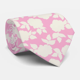 Elegant rosa och vit blomsterdesign slips