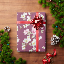 Elegant rosa och vit blomsterinpackningspapper presentpapper