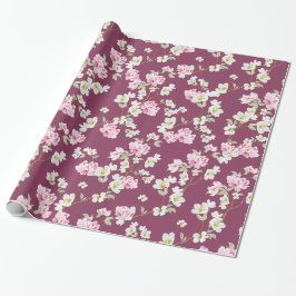 Elegant rosa och vit blomsterinpackningspapper presentpapper