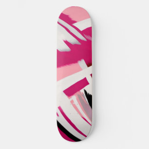 Elegant rosa och vit penseldragsmönster mini skateboard bräda 18,5 cm