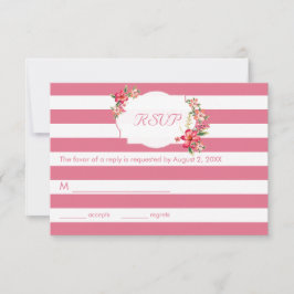 Elegant Rosa och vit Rand med Bouquet-OSA OSA Kort