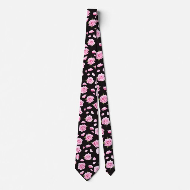 Elegant Rosa och Vit ros Neck Tie Slips (Framsida)