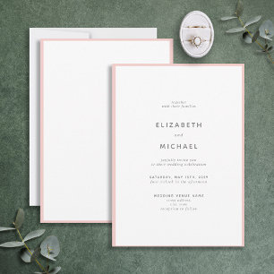 Elegant  Rosa och vit typografi Bröllop Inbjudningar