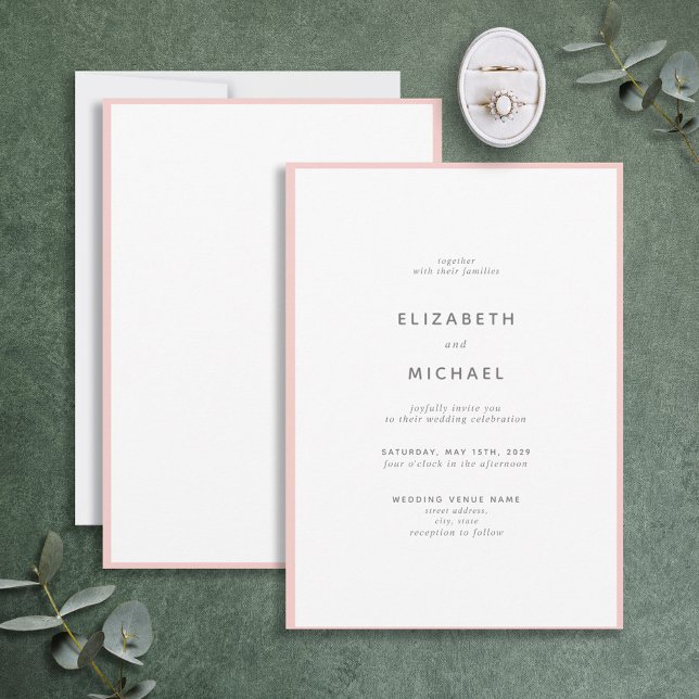 Elegant  Rosa och vit typografi Bröllop Inbjudningar (Skapare uppladdad)