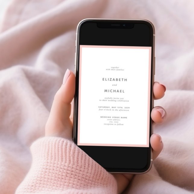 Elegant  Rosa och vit typografi Bröllop Inbjudningar (Skapare uppladdad)