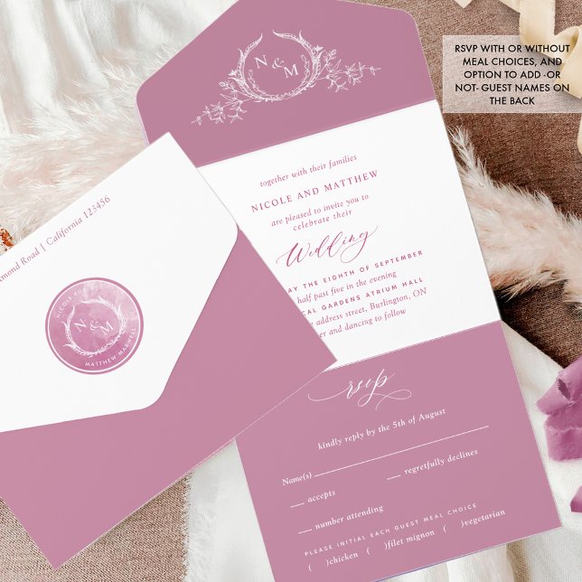 Elegant Rosa och vita Monogram Bröllop (Skapare uppladdad)