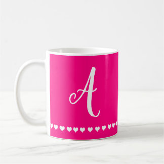 Elegant Rosa och vita monogram Inledande kaffe Mug Kaffemugg