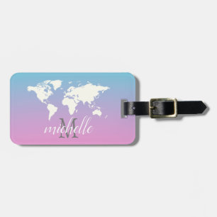 Elegant Rosa och vita resor World-Karta,Flygplan Bagagebricka
