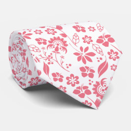 Elegant Rosa och vita tropiska blommor Slips