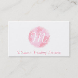 Elegant Rosa och Vitt Akvarellmonogram Visitkort
