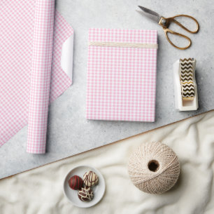 Elegant Rosa och White Gingham Mönster Presentpapper