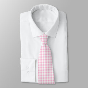 Elegant Rosa och White Gingham Mönster Slips