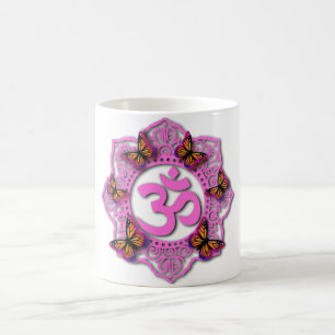 Elegant Rosa ohm mandala rosa lila butterflulies Kaffemugg