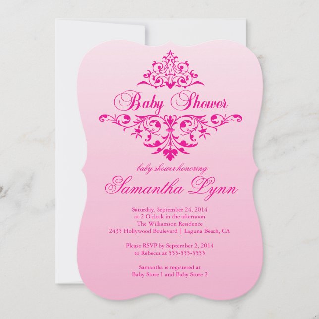 Elegant Rosa Ombre Baby Shower-inbjudan Inbjudningar (Framsida)