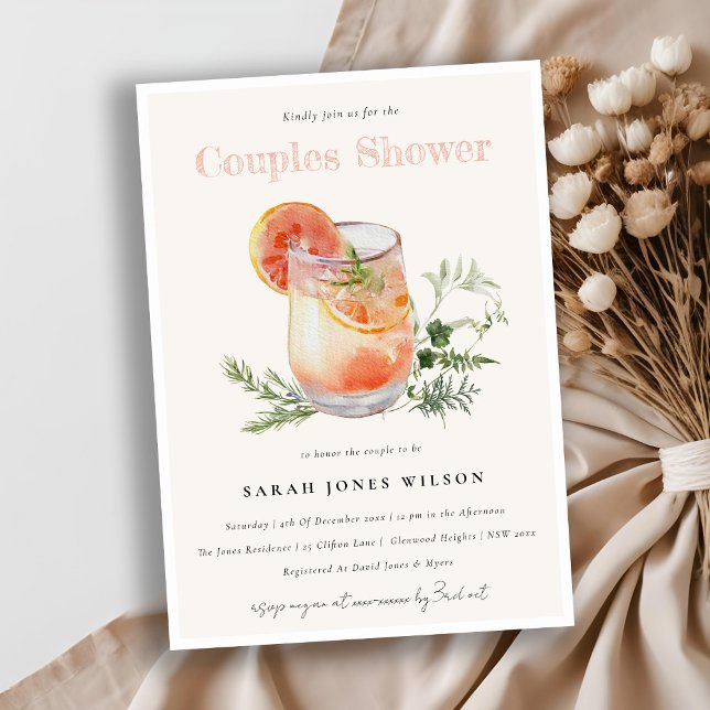 Elegant  Rosa Orange Cocktail Par Shower Inbjudningar (Skapare uppladdad)