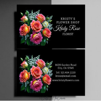 Elegant Rosa Orange Vit Ros Blomma Blomsterhandlar Visitkort