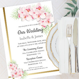 Elegant Rosa Orchid Blommigt Bröllop Inbjudningar