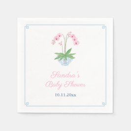 Elegant Rosa Orchid Chinoiserie Baby Shower Party Pappersservett