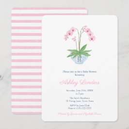 Elegant Rosa Orchid Chinoiserie Girl Baby Shower I Inbjudningar