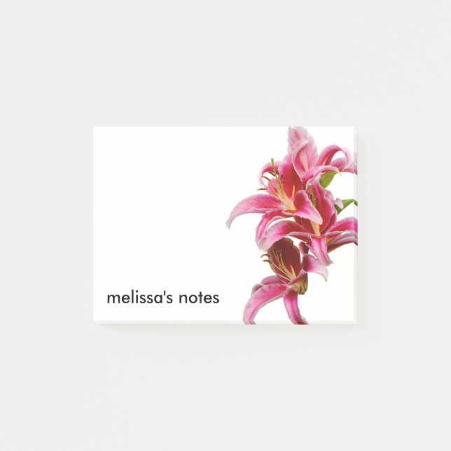 Elegant Rosa Oriental Lilies Post-it Block (Framsida)