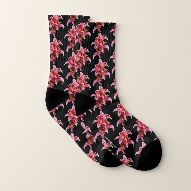 Elegant Rosa Oriental Lilies Strumpor (Par)