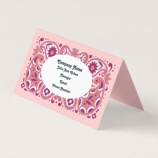 Elegant Rosa Paisley Design Tear Drottar Daisy Visitkort (Framsida)