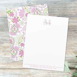Elegant Rosa Paisley Snyggt Preppy Monogram