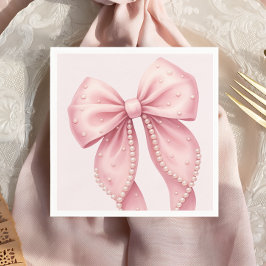 Elegant rosa pärlbåge baby shower pappersservett