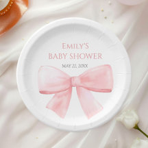 Elegant  Rosa Pastel Bow Girl Baby Shower