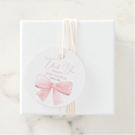 Elegant Rosa Pastel Bow Girl Baby Shower Gåvor Etiketter