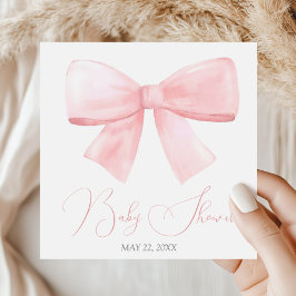 Elegant Rosa Pastel Bow Girl Baby Shower Pappersservett