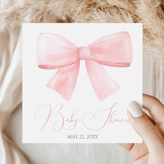 Elegant  Rosa Pastel Bow Girl Baby Shower Pappersservett (Skapare uppladdad)