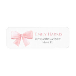Elegant Rosa Pastel Bow Girl Baby Shower Returadress Etikett