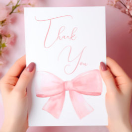 Elegant Rosa Pastel Bow Girl Baby Shower Tack Kort