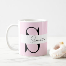 Elegant Rosa Pastel Personlig mugg med Monogram