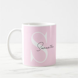 Elegant Rosa Pastel Personlig mugg med Monogram