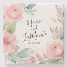 Elegant Rosa Pastel Watercolor Blommigt Bröllop