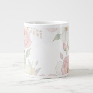 Elegant rosa pastell blomsterkrans botanisk design jumbo mugg
