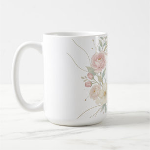 Elegant rosa pastell blomsterkrans botanisk design kaffemugg