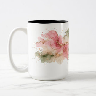 Elegant Rosa Pastellfärgad Salvia Vattenfärg Blomm Två-Tonad Mugg