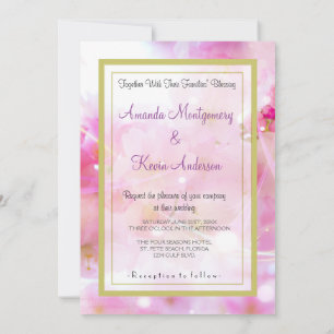 Elegant rosa pastellfärgade körsbärsblommor bröllo inbjudningar