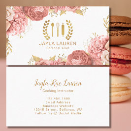 Elegant Rosa Pastry Chef Bakery Catering Cook Visitkort