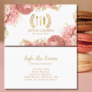 Elegant Rosa Pastry Chef Bakery Catering Cook Visitkort