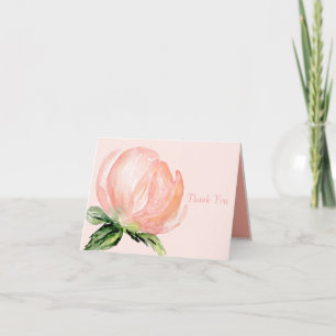 Elegant Rosa Peach Blommigt Vattenfärg Bröllop Tack Kort