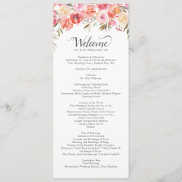 Elegant Rosa Peach Blommigt Watercolor Bröllop Program