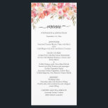 Elegant Rosa Peach Blommigt Watercolor Guld Bröllo Meny<br><div class="desc">Den här elegant bröllop-menyn har vattenfärgsbuketter i blommigtar med persikor och rosa. Enkel att anpassa genom att klicka på "Anpassa".</div>