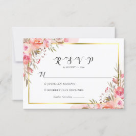 Elegant Rosa Peach Blommigt Watercolor Guld OSA Kort